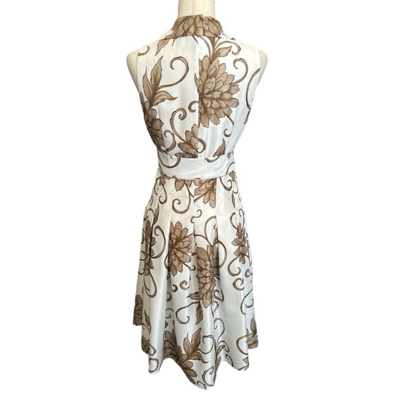 Ceces NY Ivory Brown Floral Sleeveless Dress Size 8 - Picture 4 of 7
